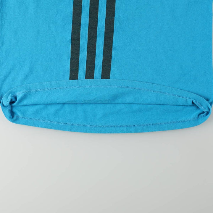 Adidas logo t-shirt, made in USA, men's size M equivalent. cotton turquoise blue Vintage Second Hand