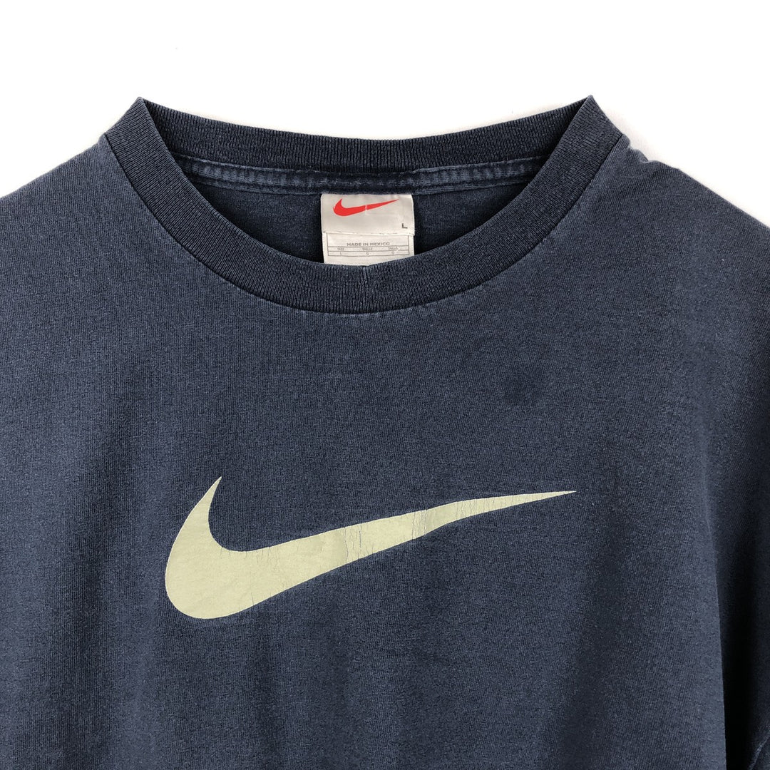 90'S Nike Logo Print T-Shirt, Men's Size L, Vintage cotton navy blue type Vintage Second Hand