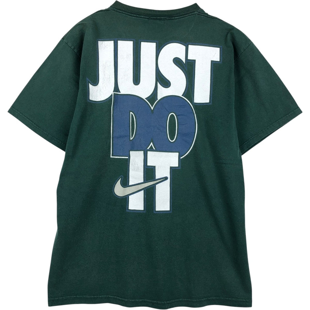 90'S Nike JUST DO IT Logo Print T-Shirt, Made in USA, Men's Size M (approx.), Vintage cotton green type Vintage Second Hand
