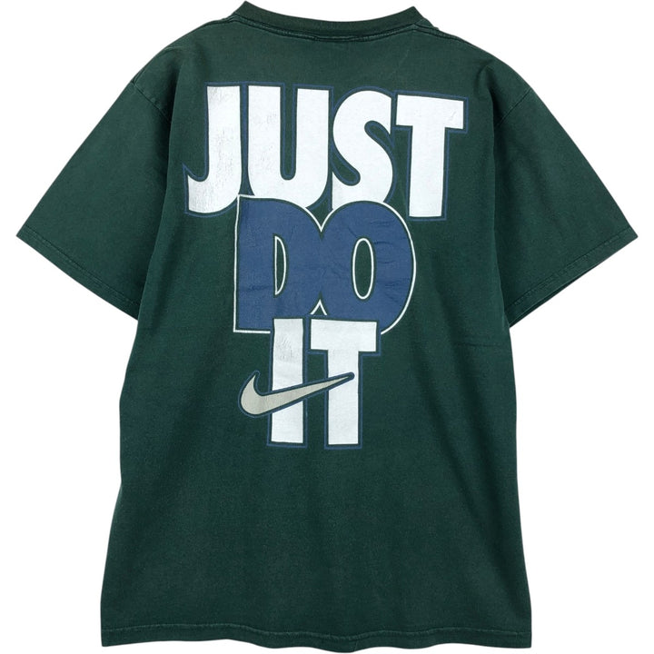 90'S Nike JUST DO IT Logo Print T-Shirt, Made in USA, Men's Size M (approx.), Vintage cotton green type Vintage Second Hand