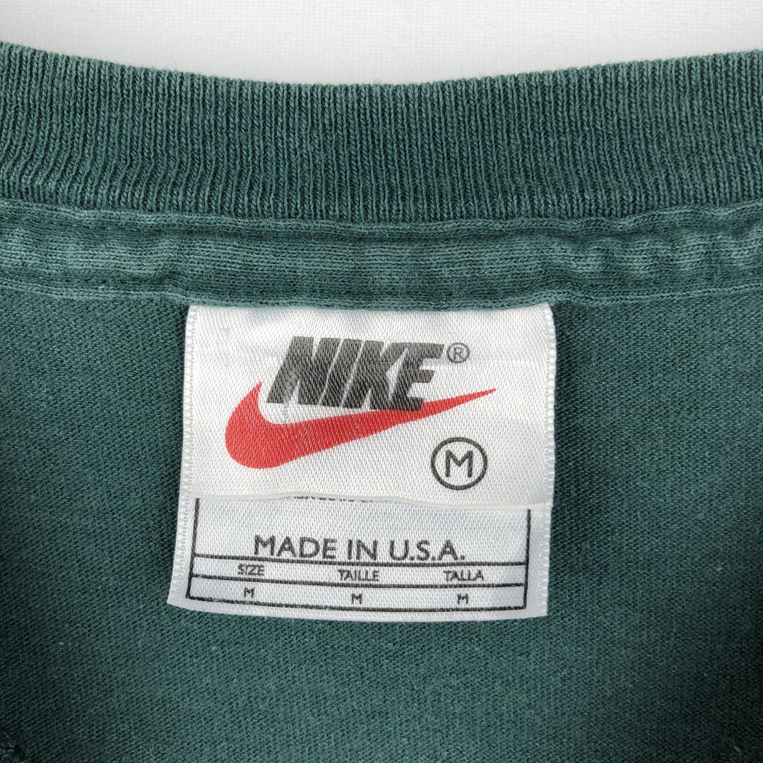 90'S Nike JUST DO IT Logo Print T-Shirt, Made in USA, Men's Size M (approx.), Vintage cotton green type Vintage Second Hand