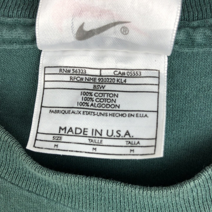 90'S Nike JUST DO IT Logo Print T-Shirt, Made in USA, Men's Size M (approx.), Vintage cotton green type Vintage Second Hand