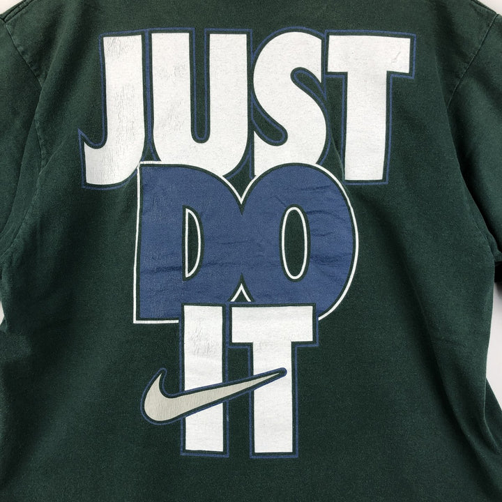 90'S Nike JUST DO IT Logo Print T-Shirt, Made in USA, Men's Size M (approx.), Vintage cotton green type Vintage Second Hand