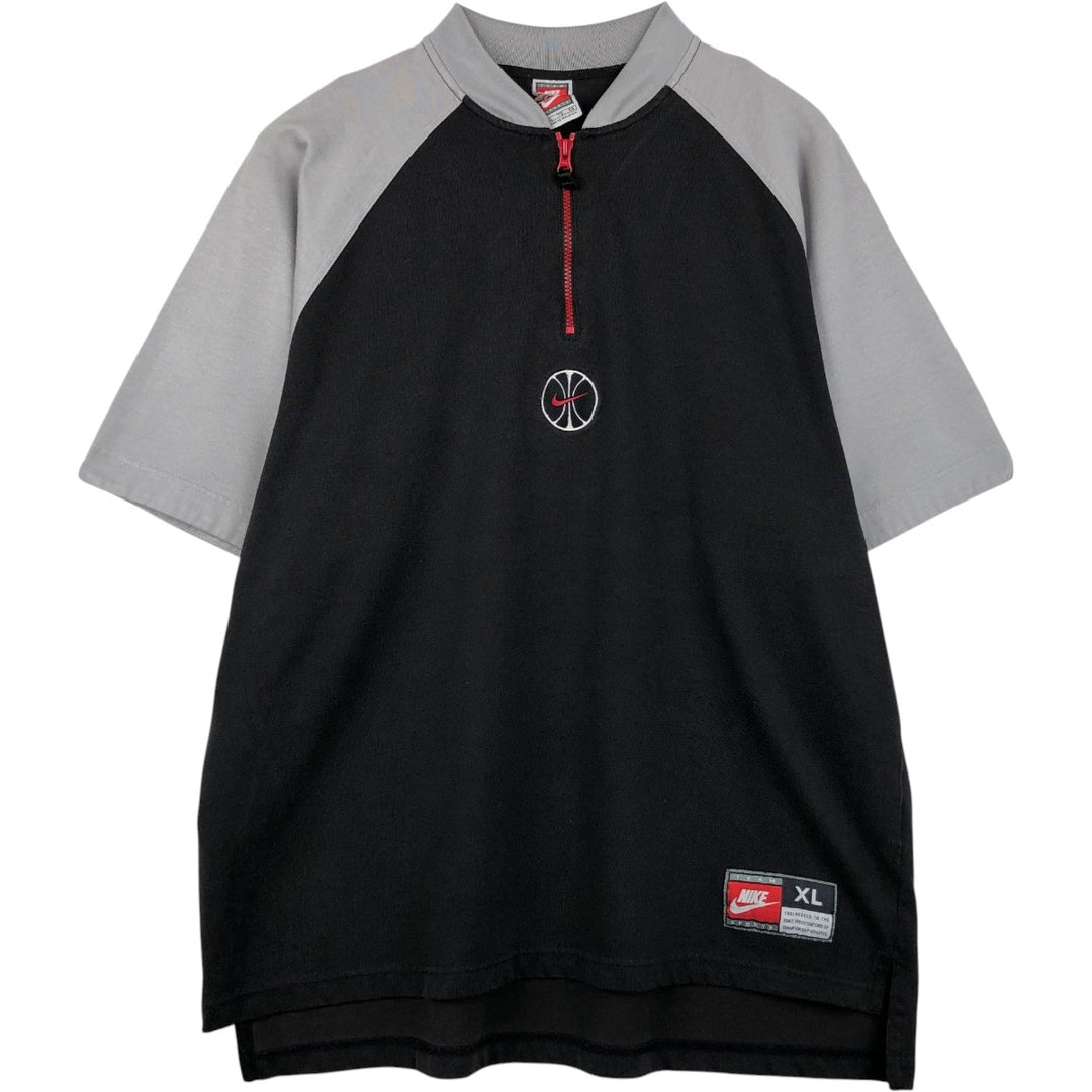 90'S Nike Team Half-Zip Two-Tone Logo T-Shirt, Men's Size XL (Equivalent), Vintage cotton black type Vintage Second Hand