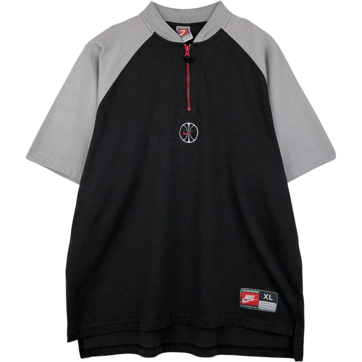 90'S Nike Team Half-Zip Two-Tone Logo T-Shirt, Men's Size XL (Equivalent), Vintage cotton black type Vintage Second Hand