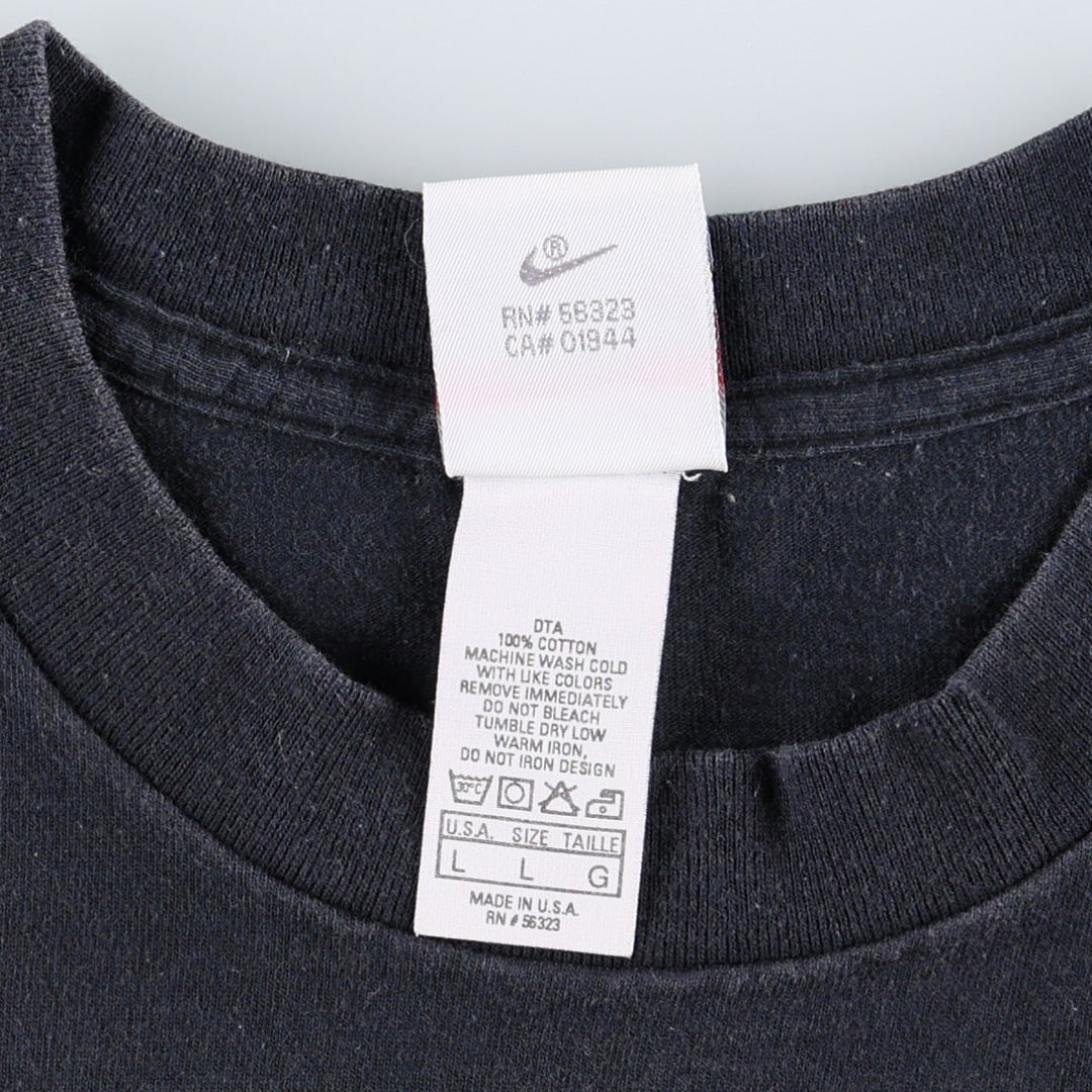 90'S Nike Silver Tag Printed T-Shirt Made in USA Men's L Size Vintage cotton black type Vintage Second Hand