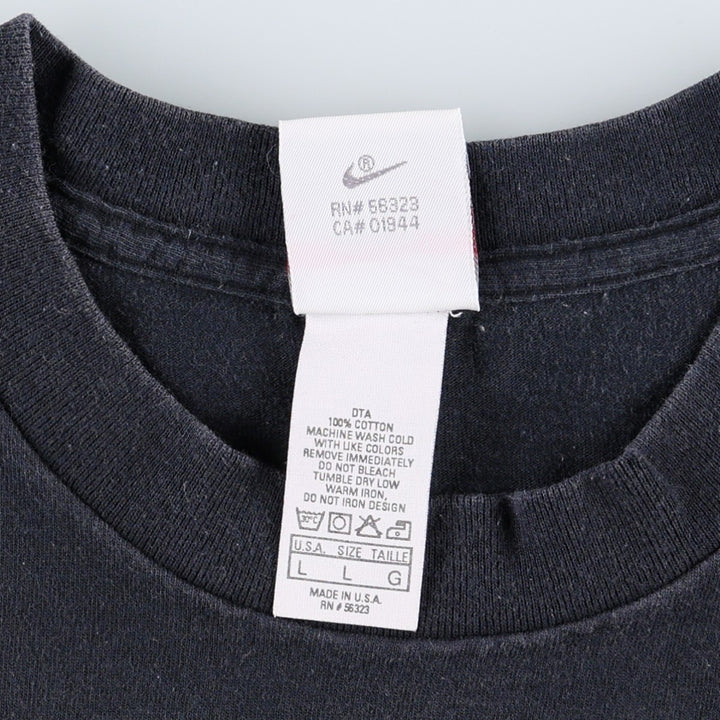90'S Nike Silver Tag Printed T-Shirt Made in USA Men's L Size Vintage cotton black type Vintage Second Hand