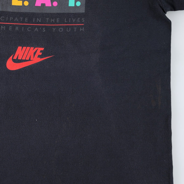 90'S Nike Silver Tag Printed T-Shirt Made in USA Men's L Size Vintage cotton black type Vintage Second Hand
