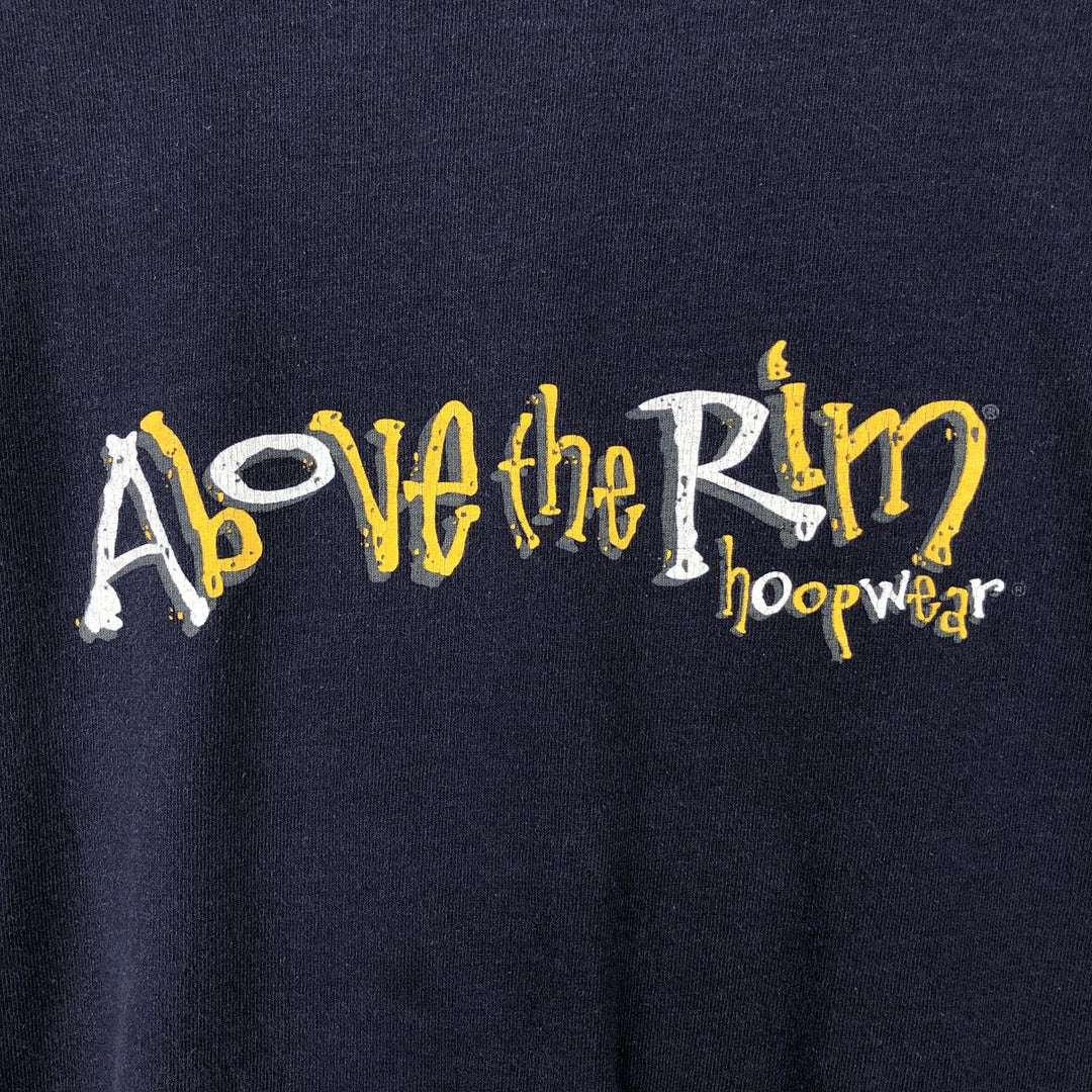 90'S Reebok ABOVE THE RIM sports print T-shirt, Made in USA, Men's size L equivalent, Vintage cotton navy blue type Vintage Second Hand