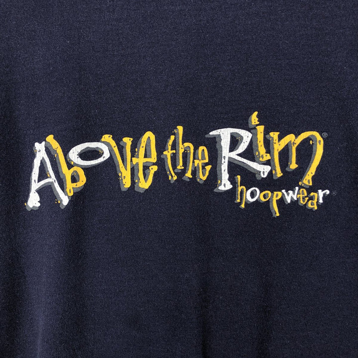 90'S Reebok ABOVE THE RIM sports print T-shirt, Made in USA, Men's size L equivalent, Vintage cotton navy blue type Vintage Second Hand