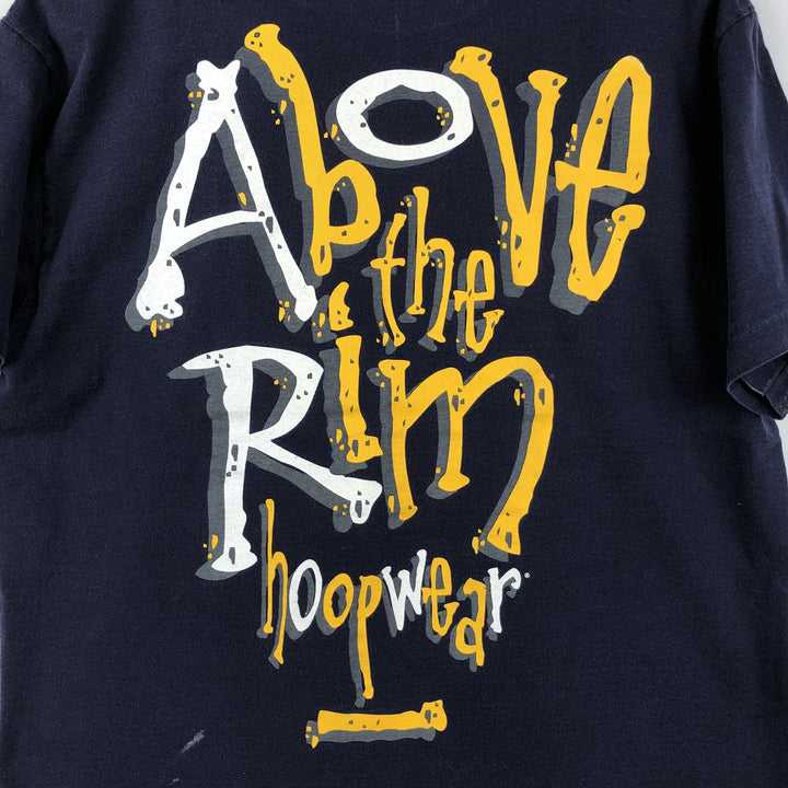 90'S Reebok ABOVE THE RIM sports print T-shirt, Made in USA, Men's size L equivalent, Vintage cotton navy blue type Vintage Second Hand