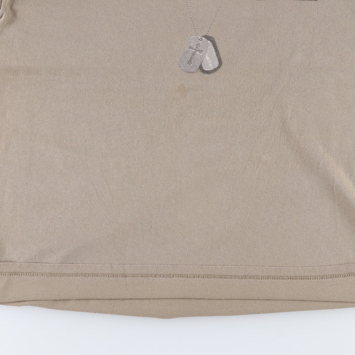 HLMILLER Printed Trompe-l'oeil T-Shirt, Made in USA, Men's XL (approx.) cotton Khaki type sage green Vintage Second Hand