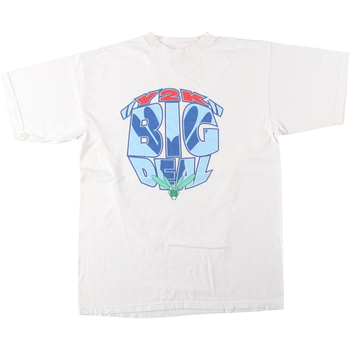 Cygnus printed T-shirt, men's size L (approx.) cotton white type Vintage Second Hand