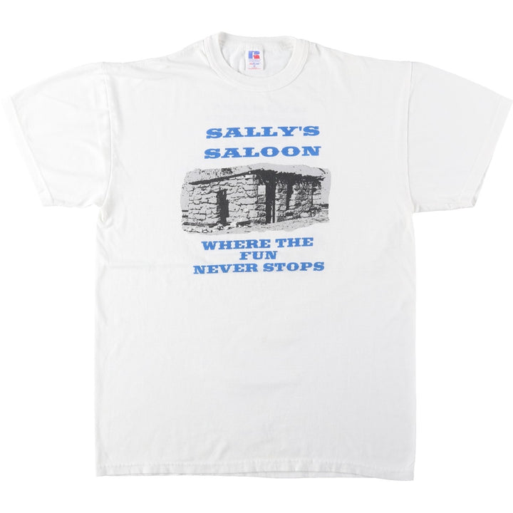 90'S Russell Print T-Shirt, Men's Size M (Equivalent), Vintage cotton white type Vintage Second Hand