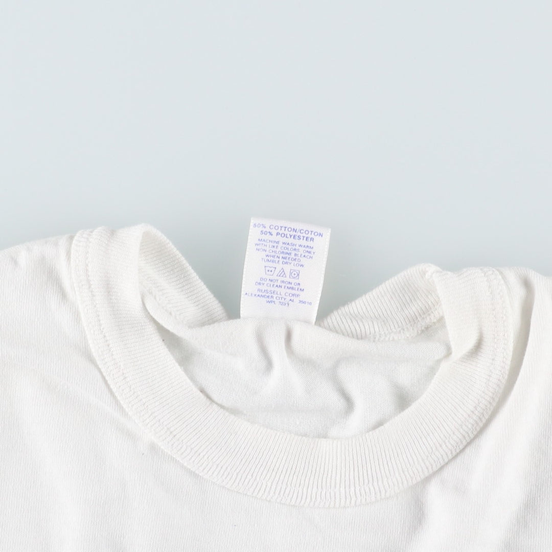 90'S Russell Print T-Shirt, Men's Size M (Equivalent), Vintage cotton white type Vintage Second Hand