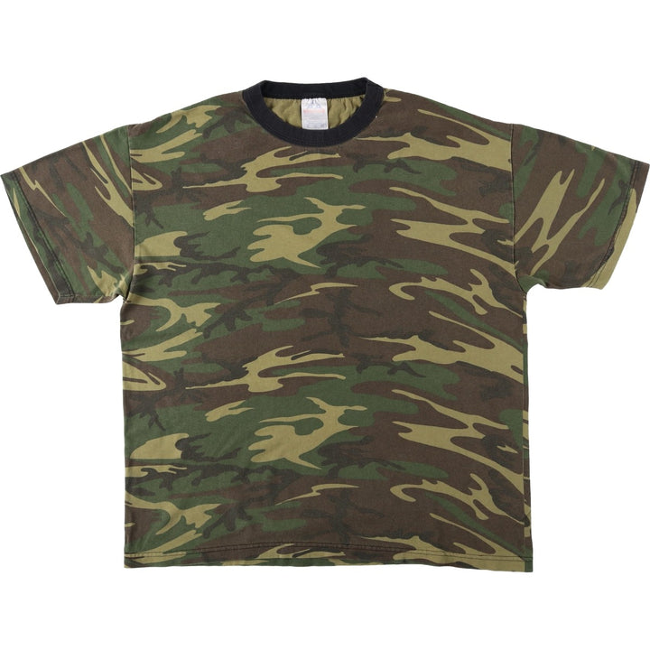 2000'S ALSTYLE Camouflage Pattern Woodland Camo T-Shirt Men's XL (approx.) cotton Khaki type Vintage Second Hand