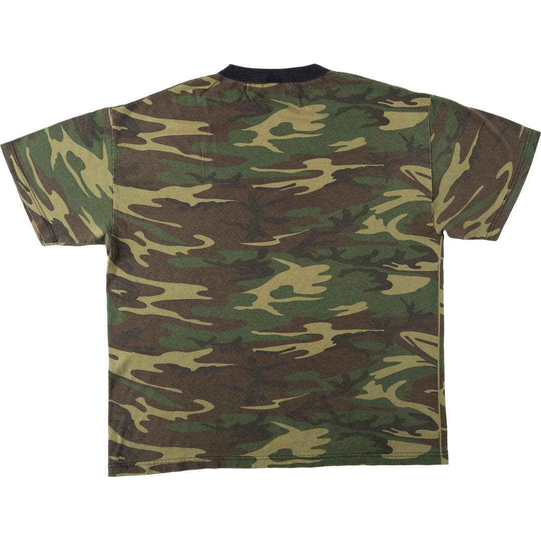 2000'S ALSTYLE Camouflage Pattern Woodland Camo T-Shirt Men's XL (approx.) cotton Khaki type Vintage Second Hand
