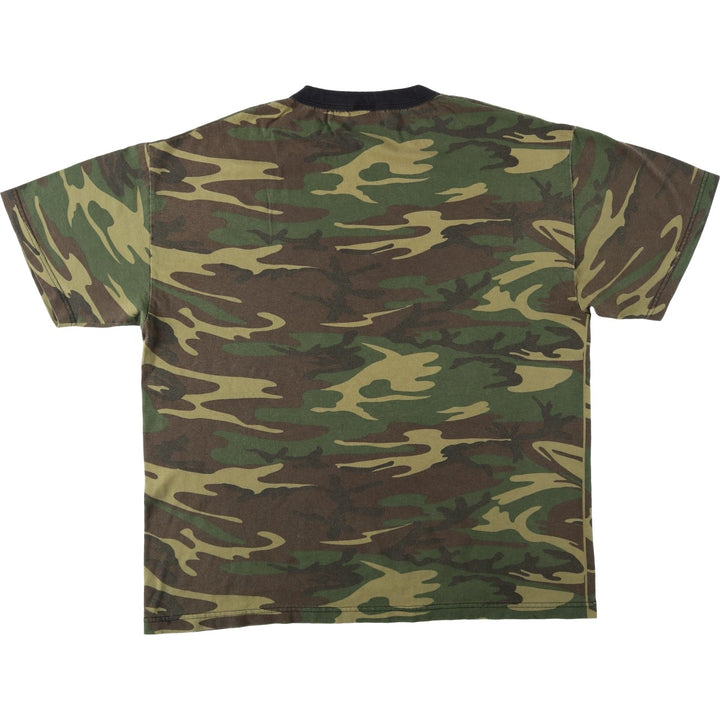 2000'S ALSTYLE Camouflage Pattern Woodland Camo T-Shirt Men's XL (approx.) cotton Khaki type Vintage Second Hand
