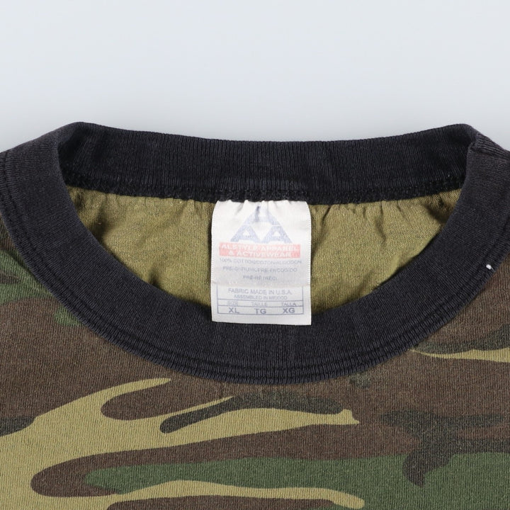 2000'S ALSTYLE Camouflage Pattern Woodland Camo T-Shirt Men's XL (approx.) cotton Khaki type Vintage Second Hand