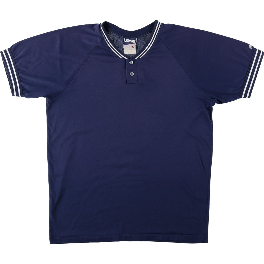 ~90'S BIKE Henley Neck T-Shirt, Made in USA, Men's Size L (Equivalent), Vintage unclear navy blue type Vintage Second Hand