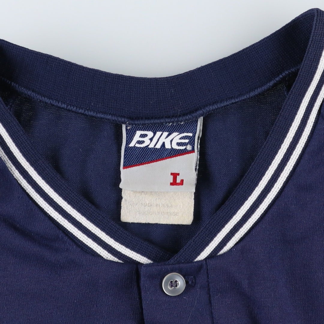 ~90'S BIKE Henley Neck T-Shirt, Made in USA, Men's Size L (Equivalent), Vintage unclear navy blue type Vintage Second Hand