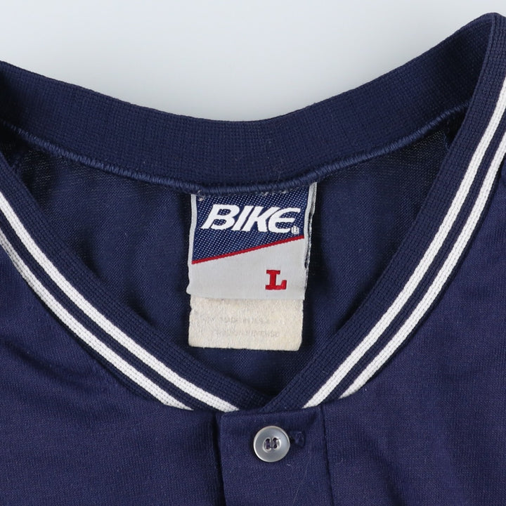 ~90'S BIKE Henley Neck T-Shirt, Made in USA, Men's Size L (Equivalent), Vintage unclear navy blue type Vintage Second Hand