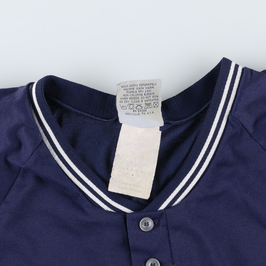 ~90'S BIKE Henley Neck T-Shirt, Made in USA, Men's Size L (Equivalent), Vintage unclear navy blue type Vintage Second Hand