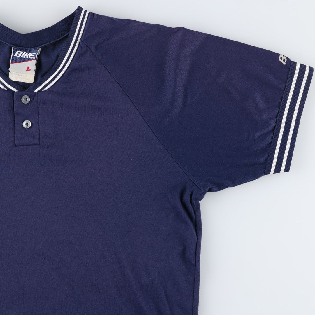 ~90'S BIKE Henley Neck T-Shirt, Made in USA, Men's Size L (Equivalent), Vintage unclear navy blue type Vintage Second Hand