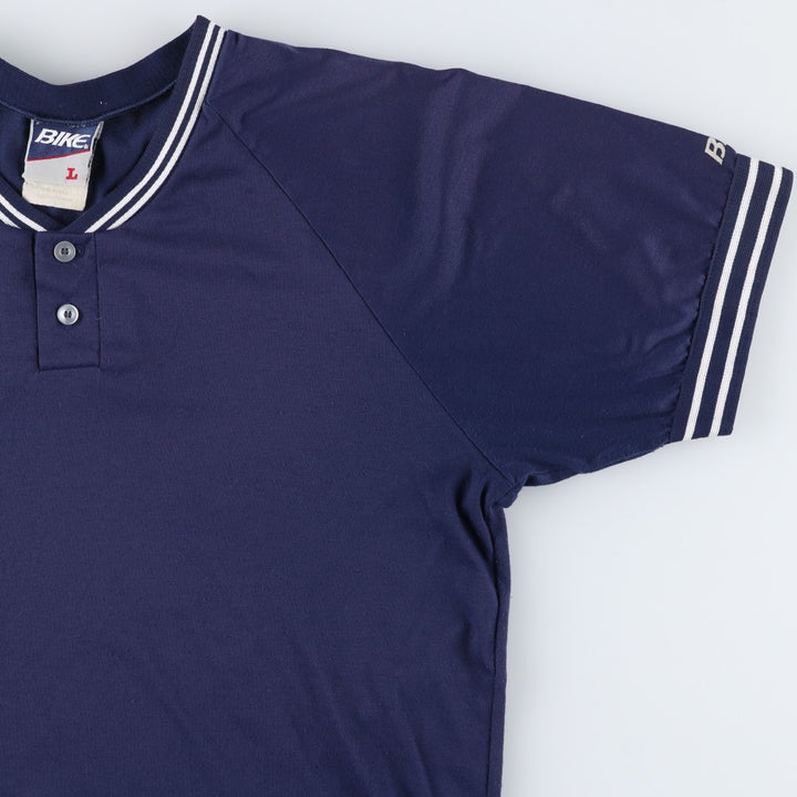 ~90'S BIKE Henley Neck T-Shirt, Made in USA, Men's Size L (Equivalent), Vintage unclear navy blue type Vintage Second Hand