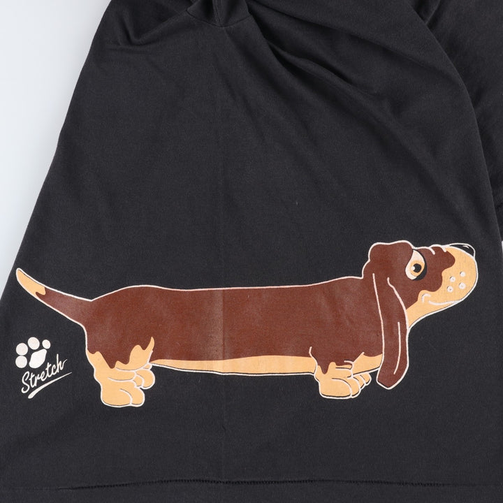 90'S Fruit of the Loom Dog Print College T-Shirt, Made in USA, Men's Size L (Equivalent), Vintage cotton black type Vintage Second Hand