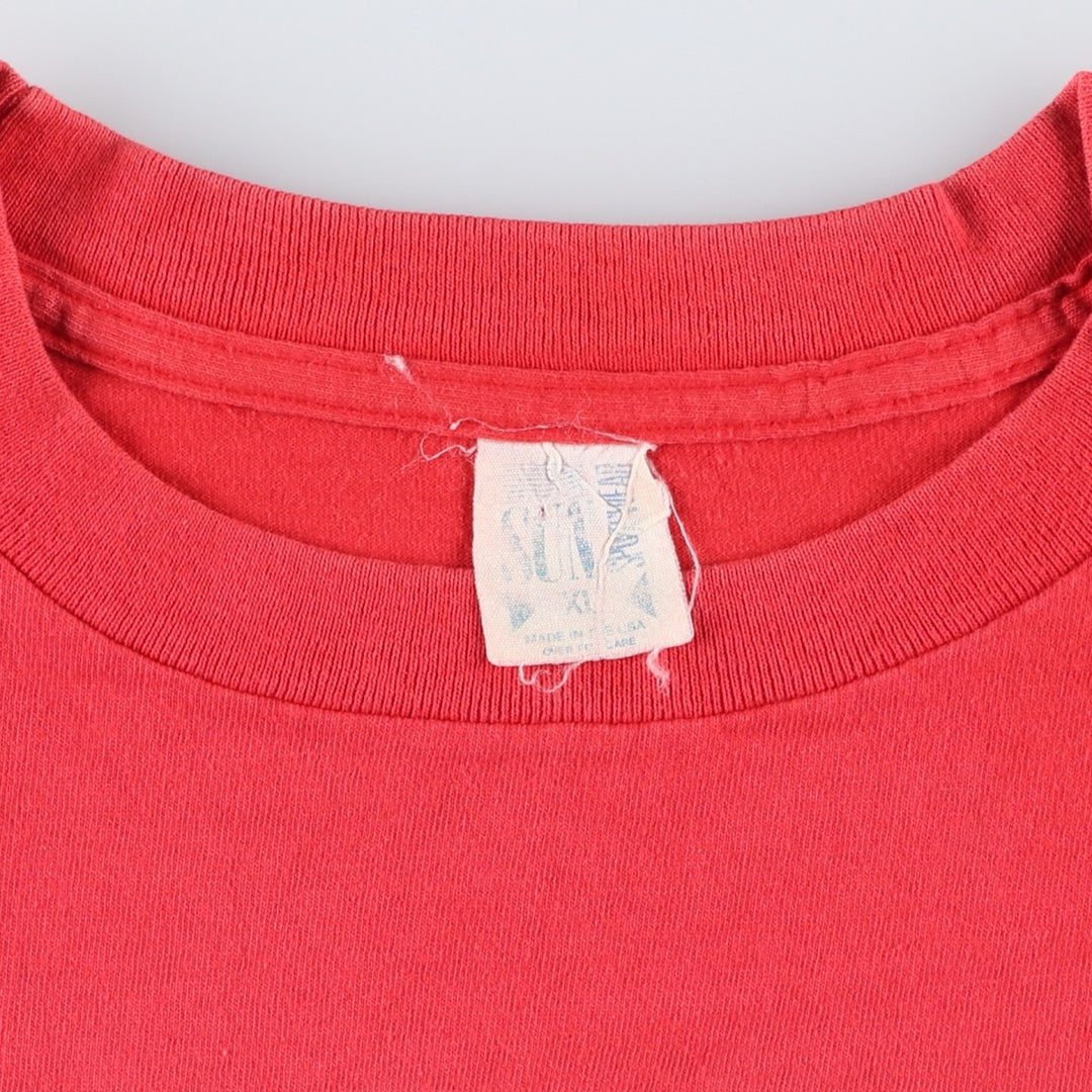 ~90'S SUN SPORTSWEAR American flag print T-shirt, Made in USA, Men's XL equivalent, Vintage cotton red type Vintage Second Hand