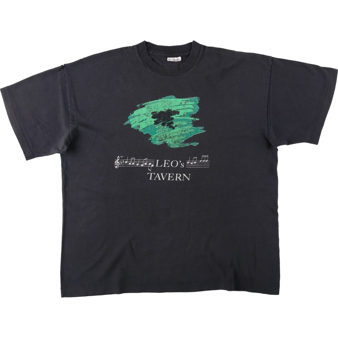 ~90'S LEO's TAVERN Advertising T-Shirt, Men's XL equivalent, Vintage cotton black type Vintage Second Hand
