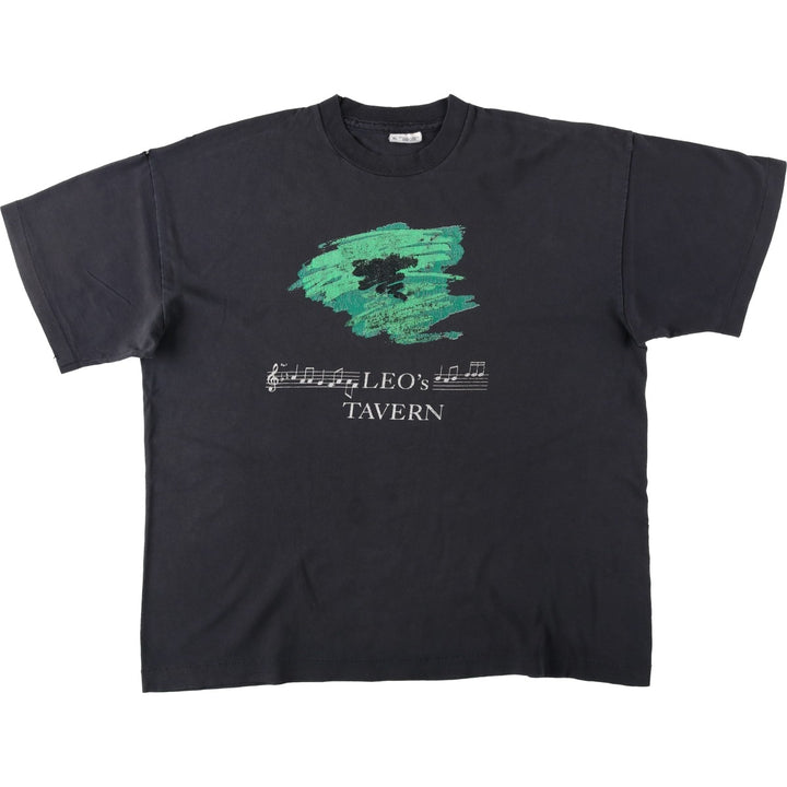 ~90'S LEO's TAVERN Advertising T-Shirt, Men's XL equivalent, Vintage cotton black type Vintage Second Hand