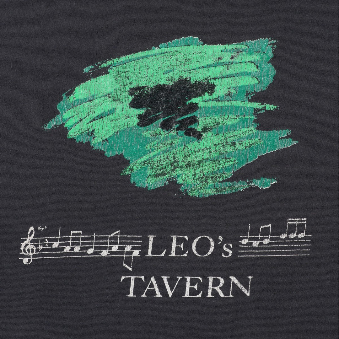 ~90'S LEO's TAVERN Advertising T-Shirt, Men's XL equivalent, Vintage cotton black type Vintage Second Hand