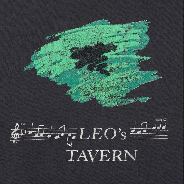 ~90'S LEO's TAVERN Advertising T-Shirt, Men's XL equivalent, Vintage cotton black type Vintage Second Hand