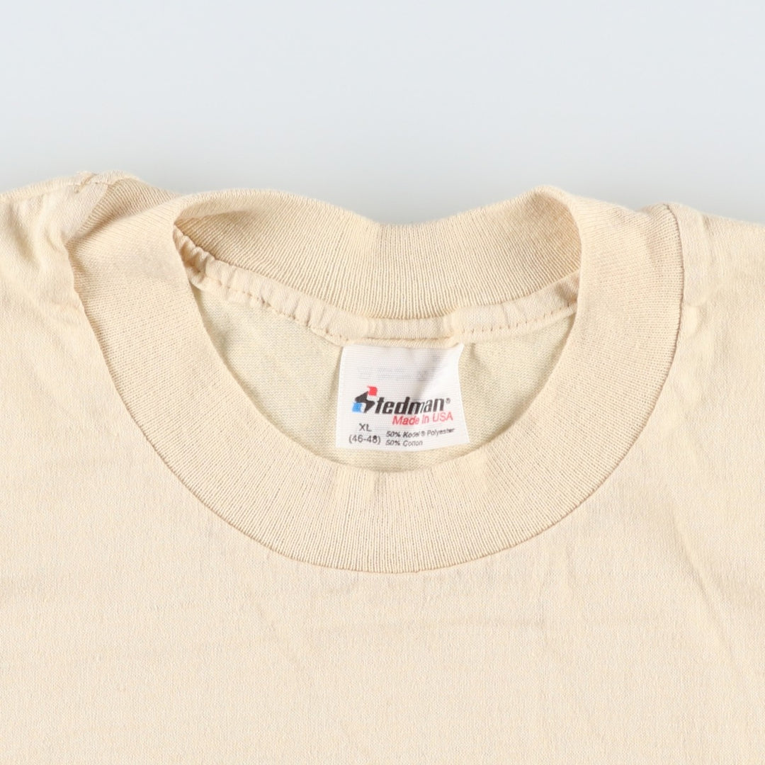 80s-90'S Stedman Print T-Shirt, Made in USA, Men's XL equivalent, Vintage polyester unbleached Vintage Second Hand