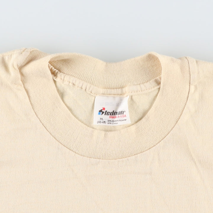 80s-90'S Stedman Print T-Shirt, Made in USA, Men's XL equivalent, Vintage polyester unbleached Vintage Second Hand