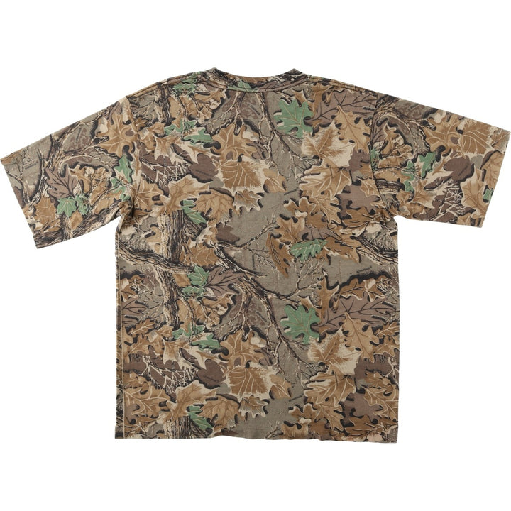 ~90'S Real Tree Camo Pocket T-Shirt, Made in USA, Medium Regular (equivalent to Men's M), Vintage cotton Khaki type brown Vintage Second Hand