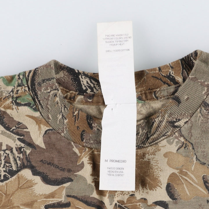 ~90'S Real Tree Camo Pocket T-Shirt, Made in USA, Medium Regular (equivalent to Men's M), Vintage cotton Khaki type brown Vintage Second Hand