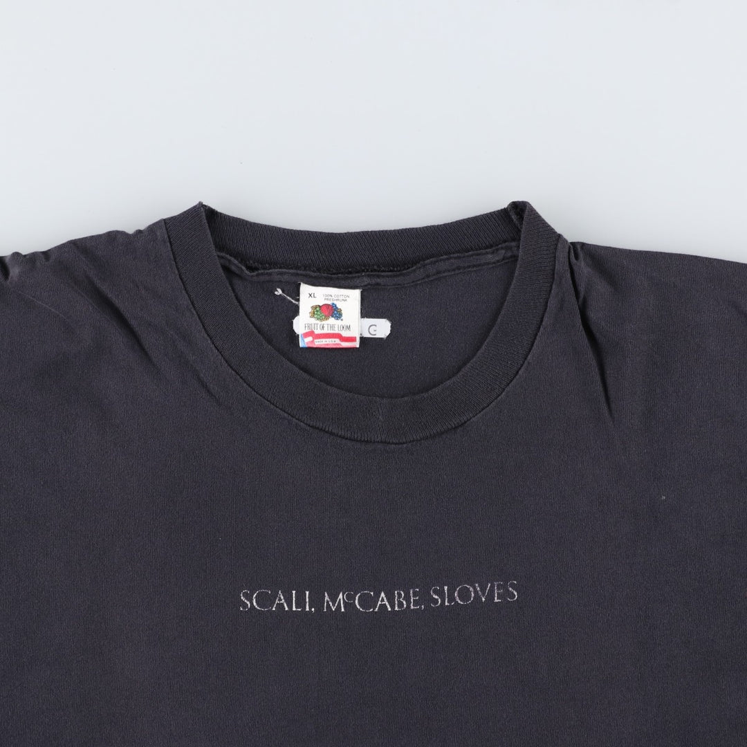 90'S Fruit of the Loom printed T-shirt, made in the USA, men's XL size, vintage cotton black type Vintage Second Hand