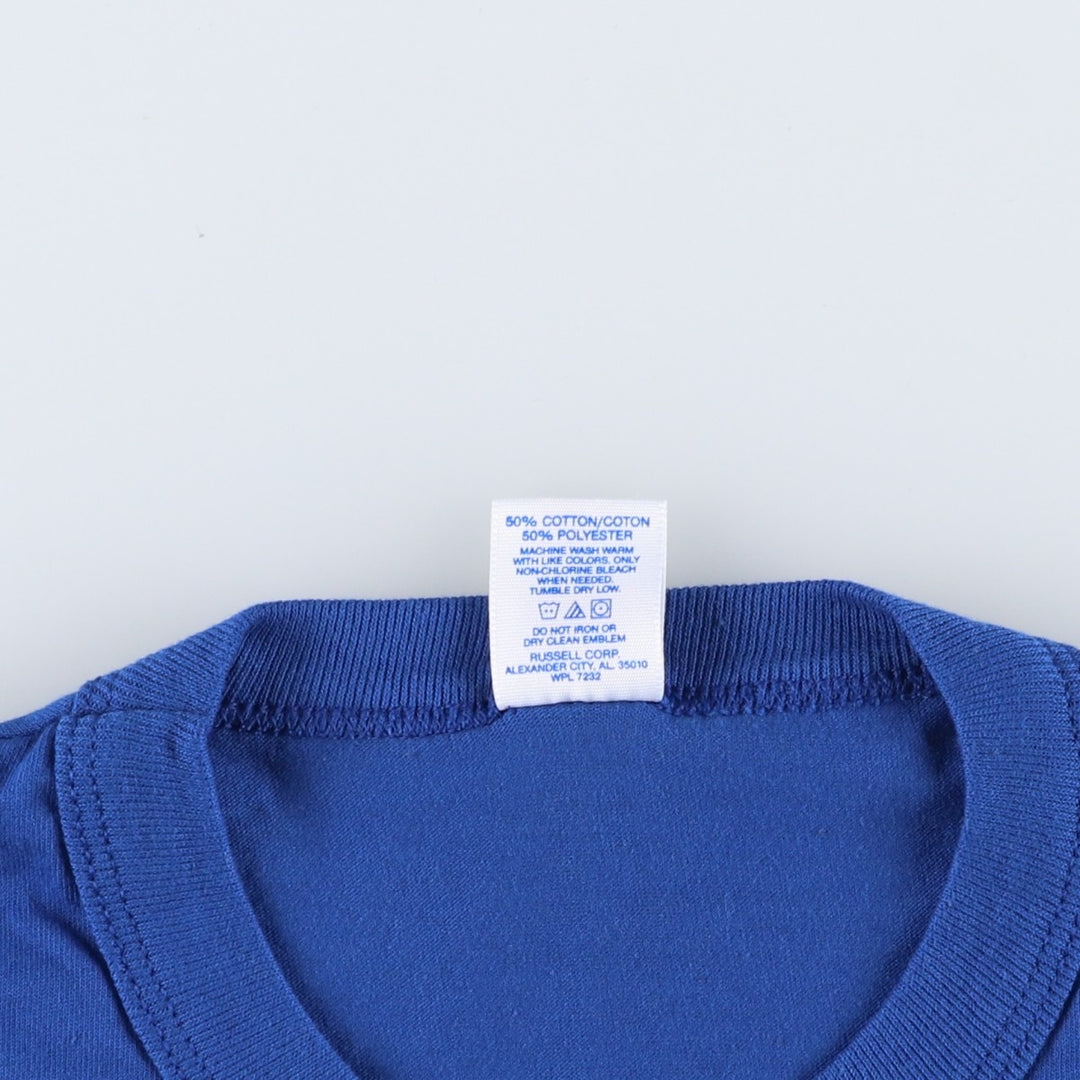 Russell Jesus Christ Print T-Shirt, Made in USA, Men's Size L cotton blue type Vintage Second Hand