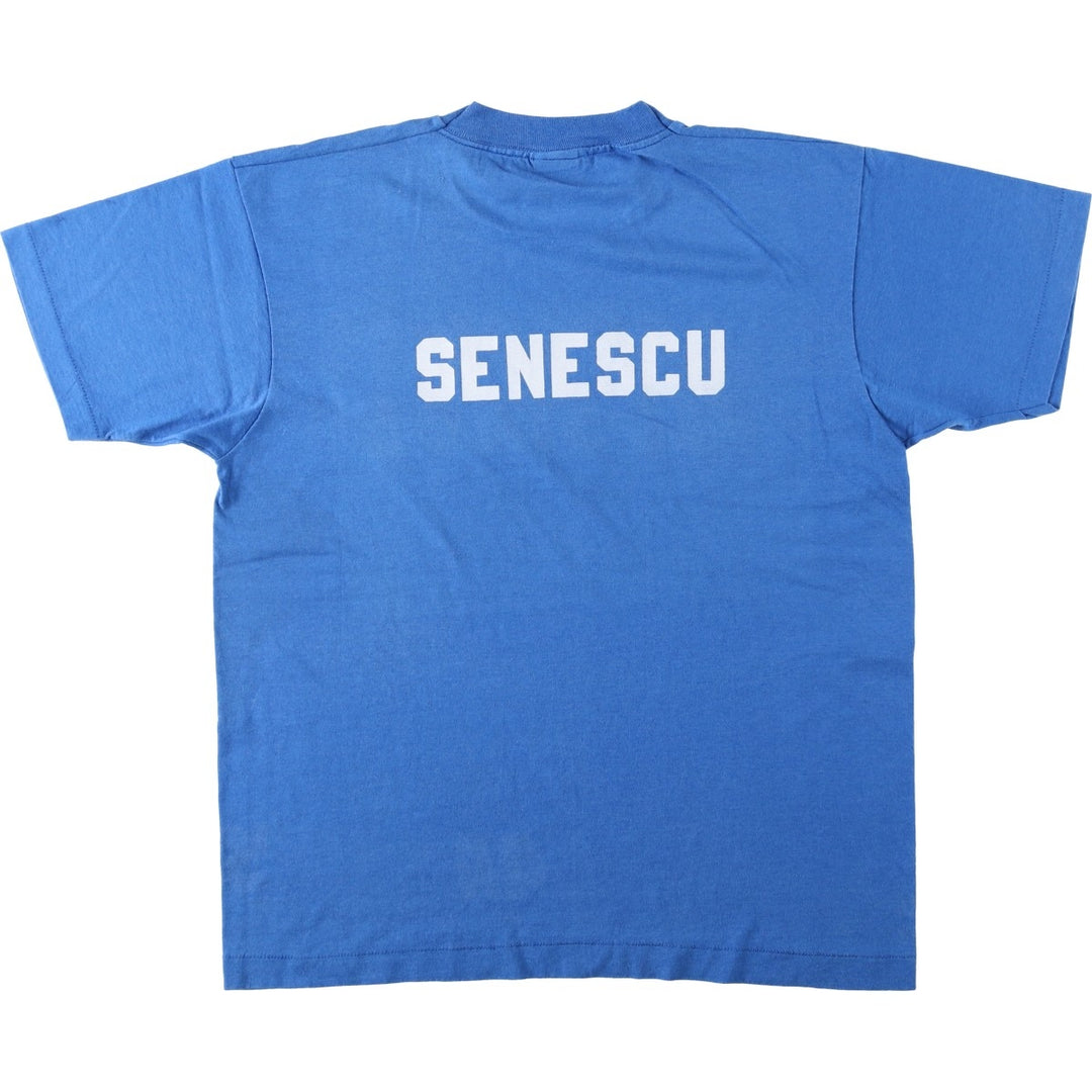 90'S Fruit of the Loom Best Printed T-shirt, Made in USA, Men's L size, Vintage cotton blue type Vintage Second Hand