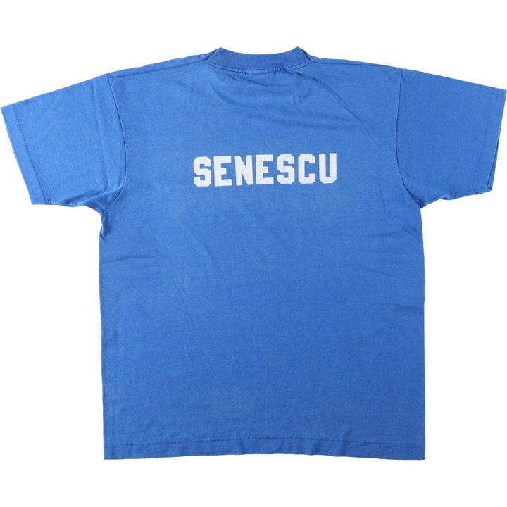 90'S Fruit of the Loom Best Printed T-shirt, Made in USA, Men's L size, Vintage cotton blue type Vintage Second Hand