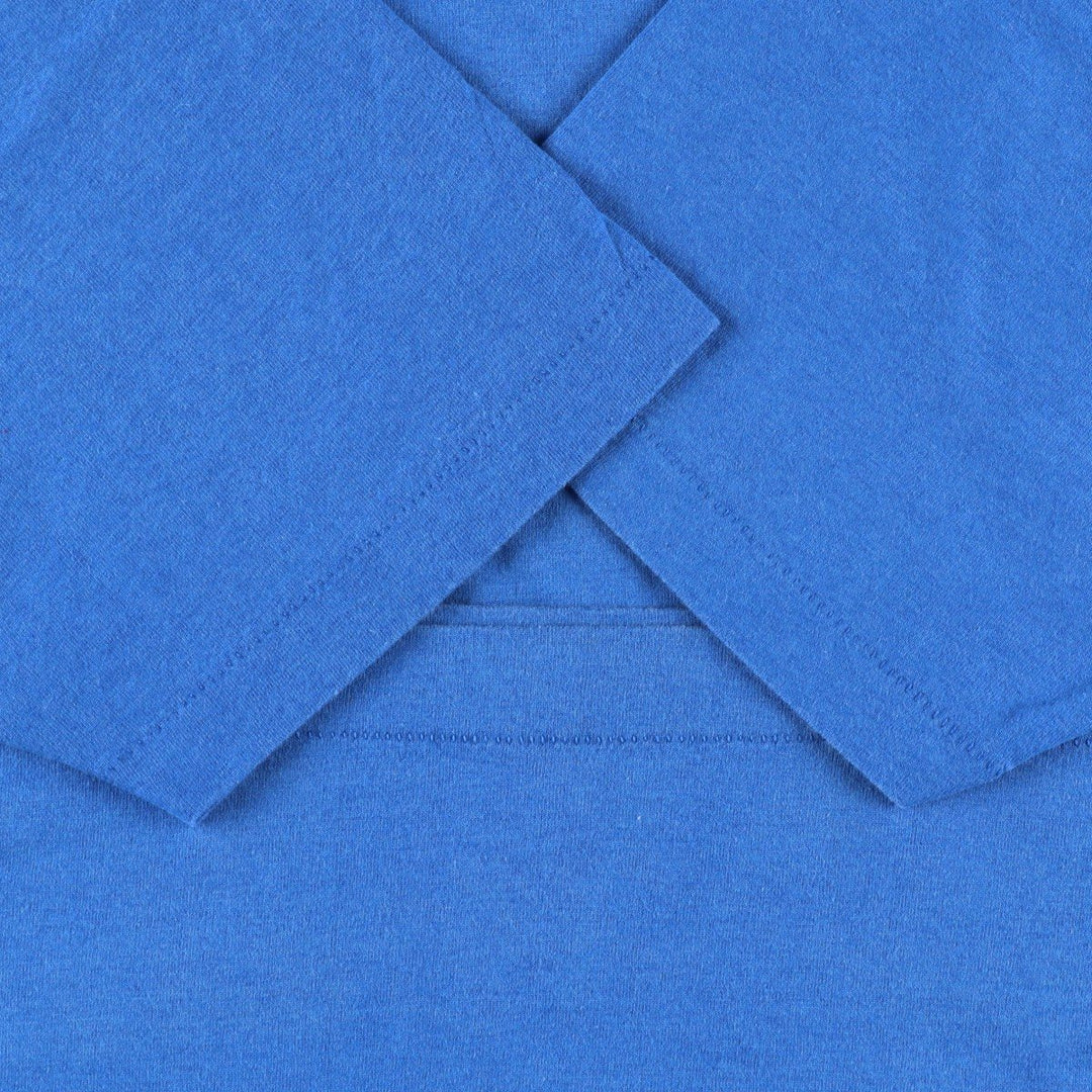 90'S Fruit of the Loom Best Printed T-shirt, Made in USA, Men's L size, Vintage cotton blue type Vintage Second Hand