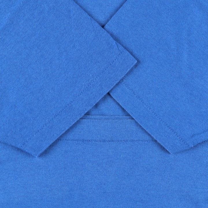 90'S Fruit of the Loom Best Printed T-shirt, Made in USA, Men's L size, Vintage cotton blue type Vintage Second Hand