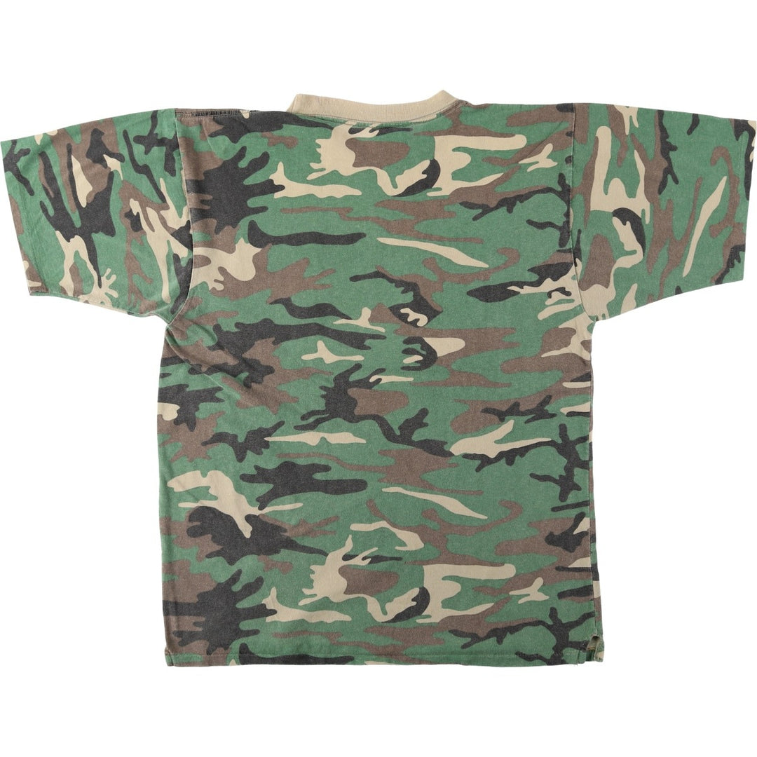 SPORTS AFIELD Woodland Camo Pocket T-Shirt, Made in USA, Men's Size L (Equivalent), Vintage cotton Khaki type sage green Vintage Second Hand
