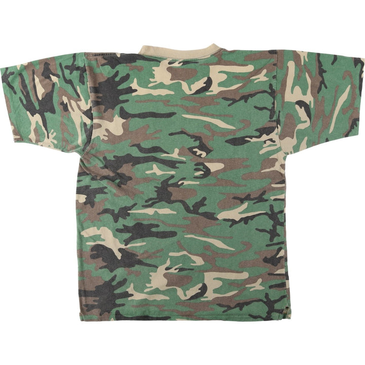 SPORTS AFIELD Woodland Camo Pocket T-Shirt, Made in USA, Men's Size L (Equivalent), Vintage cotton Khaki type sage green Vintage Second Hand