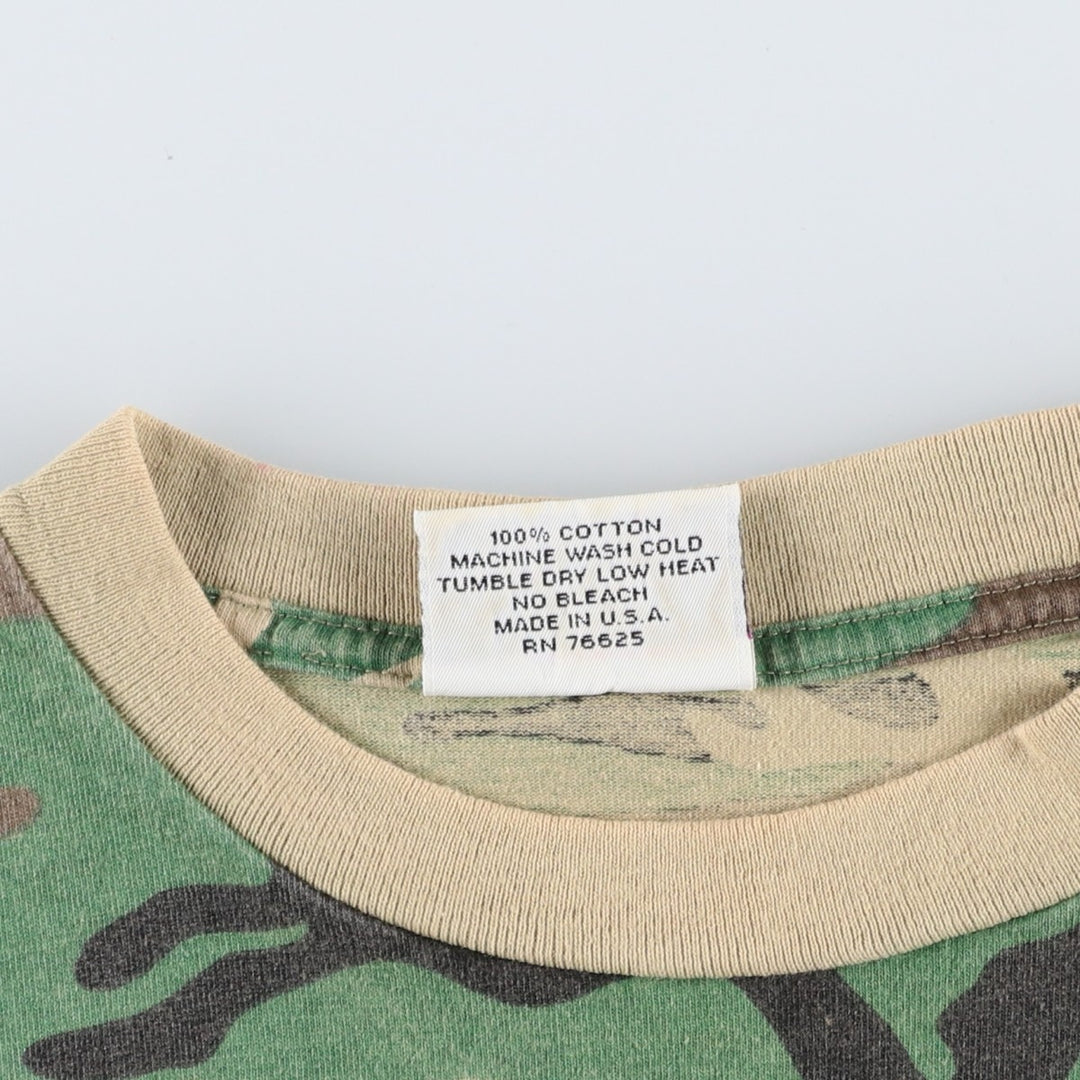 SPORTS AFIELD Woodland Camo Pocket T-Shirt, Made in USA, Men's Size L (Equivalent), Vintage cotton Khaki type sage green Vintage Second Hand