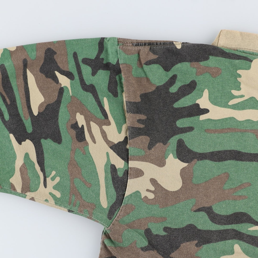 SPORTS AFIELD Woodland Camo Pocket T-Shirt, Made in USA, Men's Size L (Equivalent), Vintage cotton Khaki type sage green Vintage Second Hand