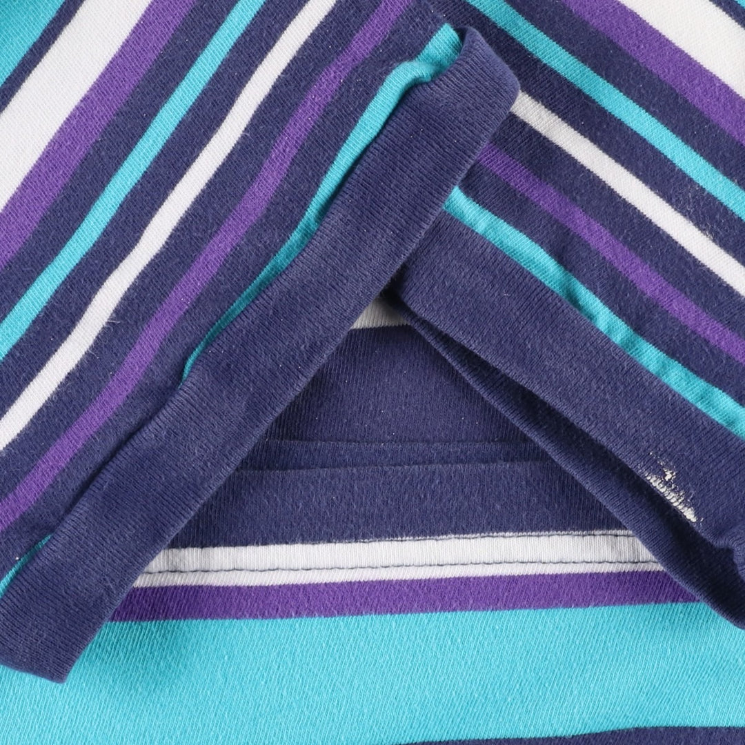 Hanna Andersson Multi-stripe T-shirt, Made in USA, Men's Size S cotton turquoise blue Vintage Second Hand